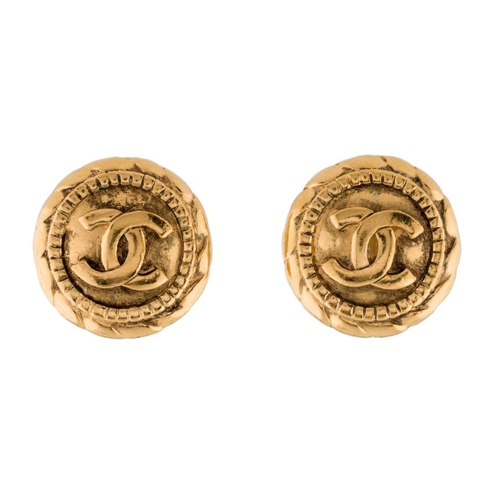 Chanel Vintage CC Golden Clip-On Earrings